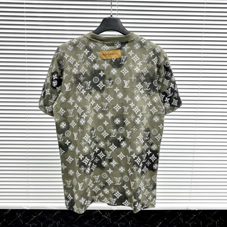 Áo Thun Cotton LV Dập Vân Nổi Hồng Cánh Sen, Unisex, Form Rộng, Dày Dặn, N108