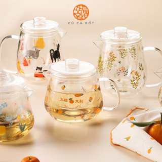  Bình pha trà ấm bình trà bằng thủy tinh cao cấp chịu nhiệt ấm trà thủy tinh xinh có lọc 466ml 