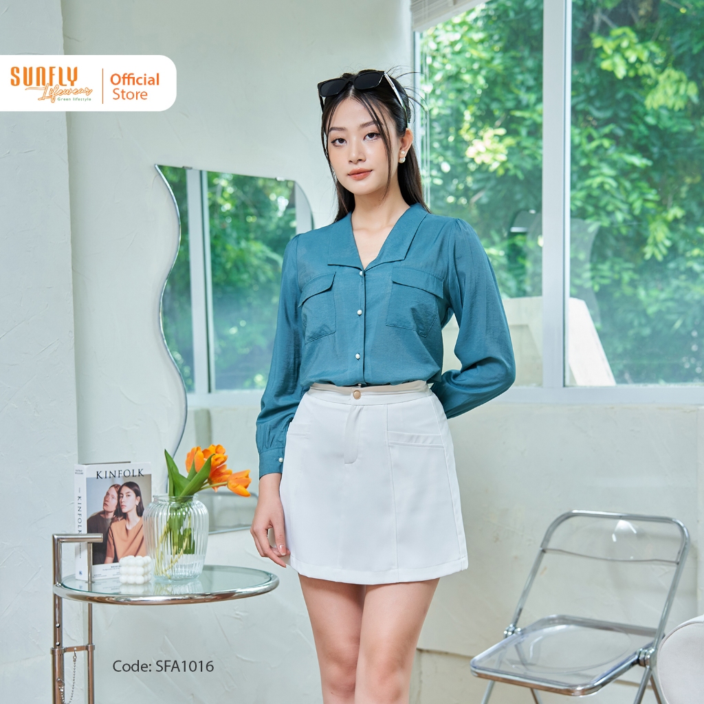 Áo Sơ Mi Nữ Linen Lụa SUNFLY Dài Tay SFA1016