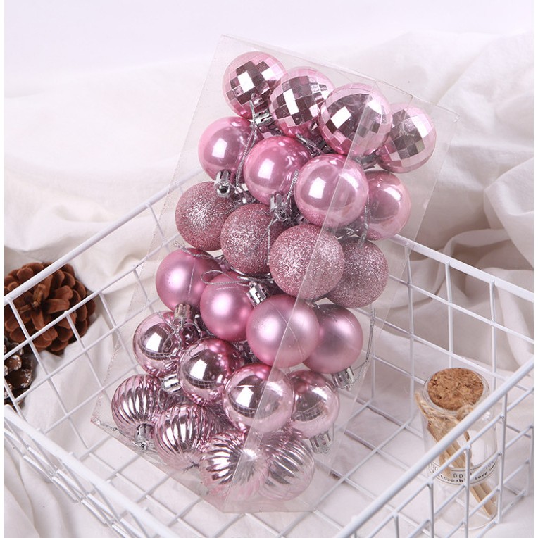 Trang Trí Noel_Phụ Kiện Treo E19 Set 6, 12 Quả Châu 4cm