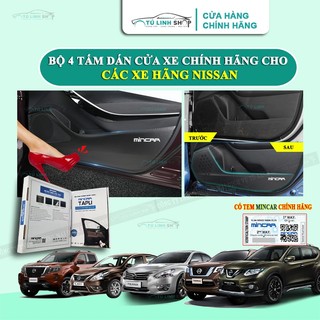 Bộ 4 Tấm dán Tapli xe Nissan ALMERA, Navara, Teana, Terra hãng MINCAR chống xước tapi cửa ô tô bằng Carbon Air Fiber