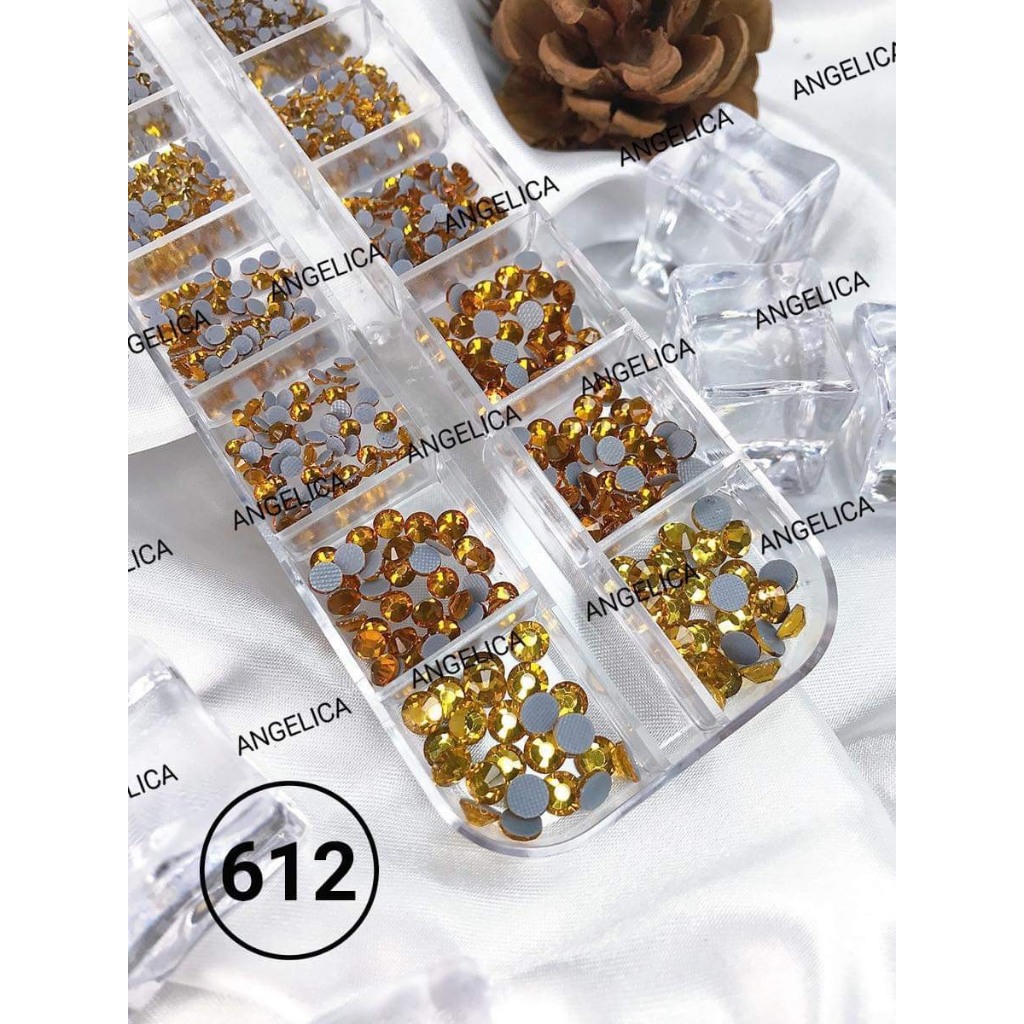 Khay đá nail chân lưới 14 khía đủ màu đính móng siêu sáng ANGELICA