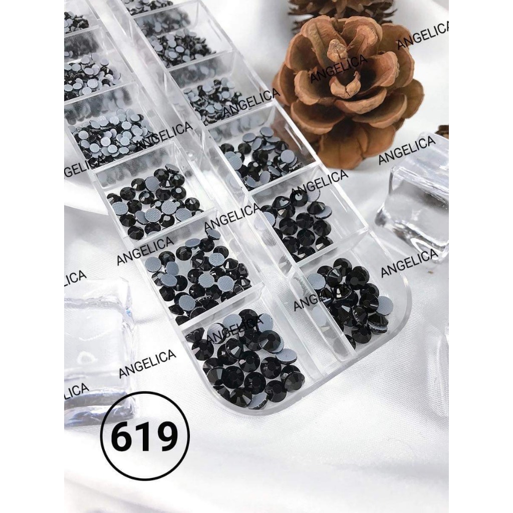 Khay đá nail chân lưới 14 khía đủ màu đính móng siêu sáng ANGELICA