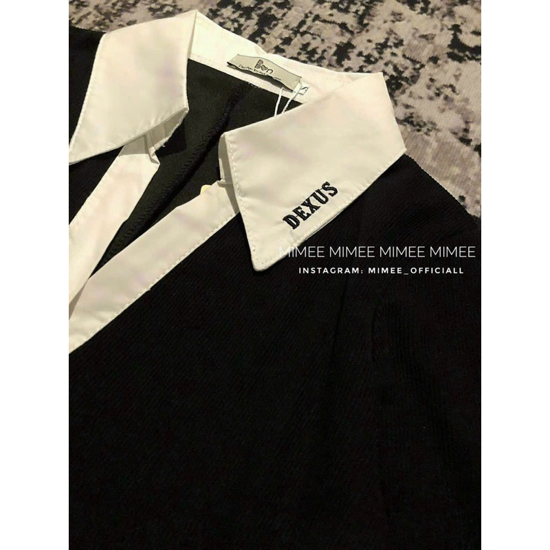 Váy body chữ thêu cổ