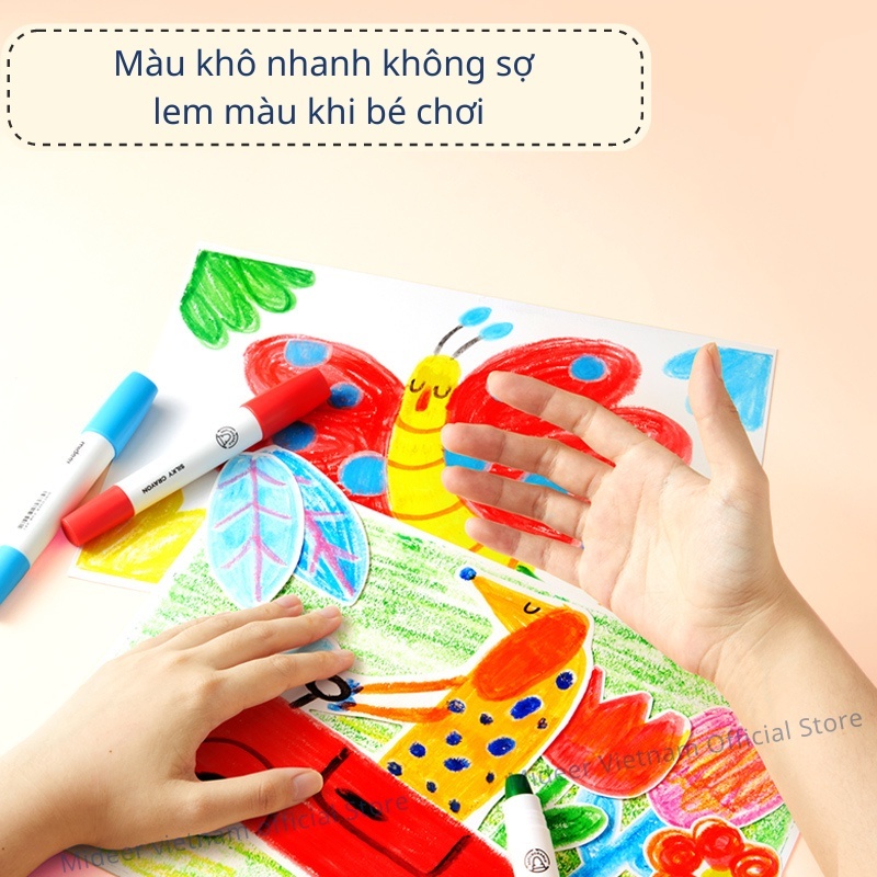 Bút Màu Sáp Hữu Cơ Mềm Mượt Dễ Tô Bản Mới Mau Khô Cho Bé Mideer Silky Quick-dry Crayon 8 -12 - 24 Màu