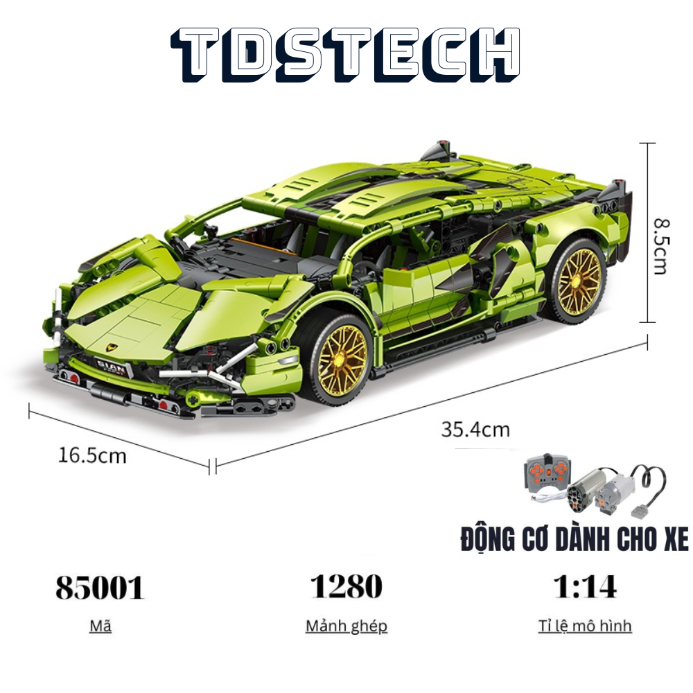 Mô hình lắp ráp siêu xe Lamborghini 1280chi tiết có động cơ điều khiển tỉ lệ 1:14,đồ chơi lắp ráp MS22003