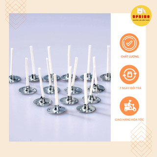 Combo 10 cái bấc nến spring cotton chuốt sáp không chì kẹp sẵn