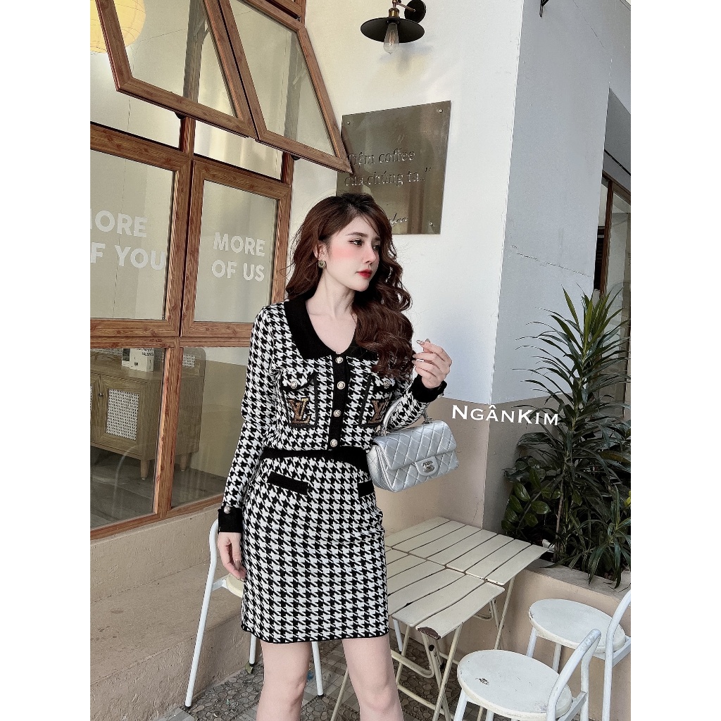 Set Áo + Váy L.V Co Dãn Tôn Dáng Freesize dưới 65kg