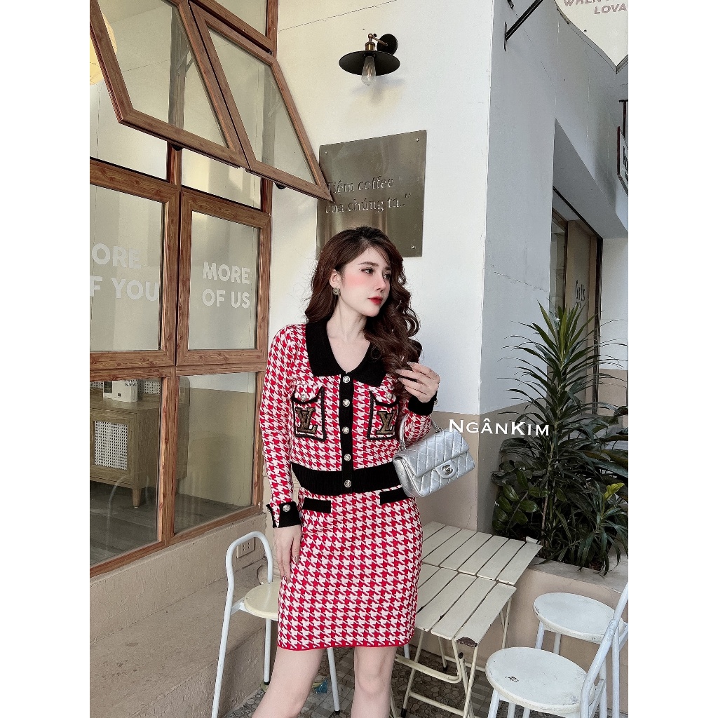 Set Áo + Váy L.V Co Dãn Tôn Dáng Freesize dưới 65kg