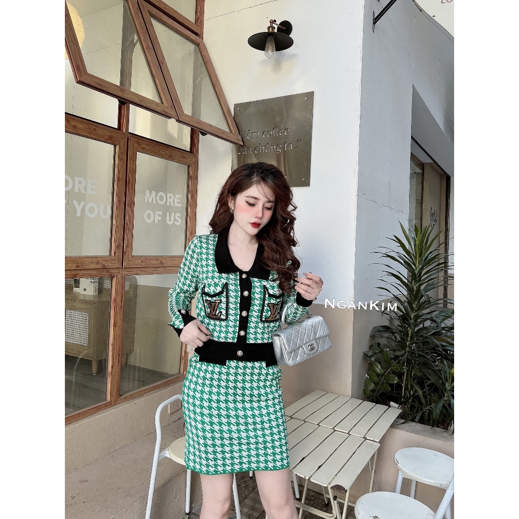 Set Áo + Váy L.V Co Dãn Tôn Dáng Freesize dưới 65kg