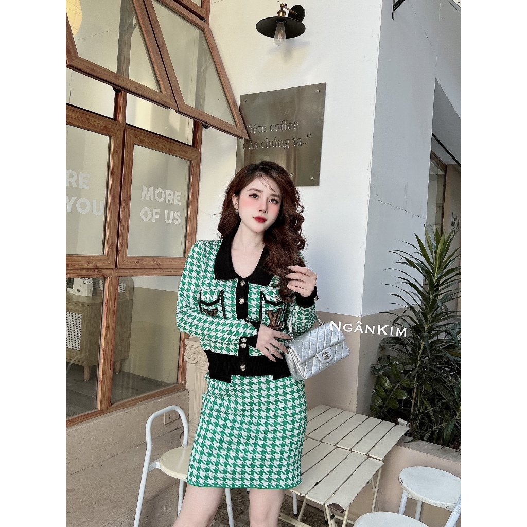 Set Áo + Váy L.V Co Dãn Tôn Dáng Freesize dưới 65kg