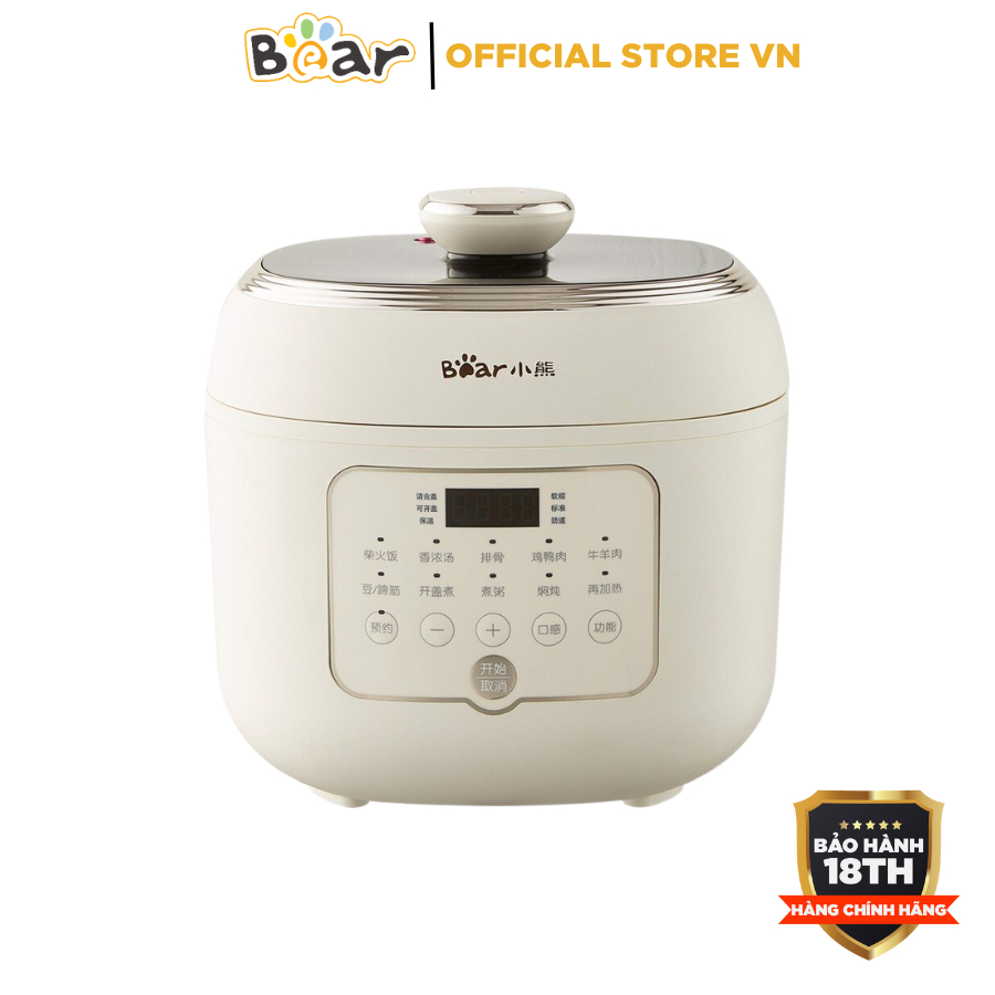 Nồi áp suất 5L Mini Đa Năng Bear YLB-A50P1 (2 lòng nồi) -Công suất 1000W- Hầm/Ninh- Hẹn giờ-Hàng Chính Hãng- BH 18 tháng