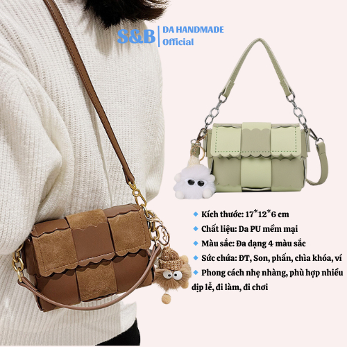 Túi da S&B Handmade hình bánh quy cute tự đan đeo chéo hoặc đeo tay làm quà tặng đầy ý nghĩa