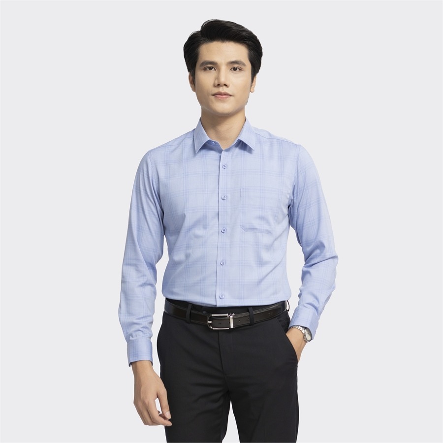 [ MỚI ] Áo sơ mi nam dài tay ARISTINO dáng Slim fit ôm vừa, họa tiết kẻ xanh thời thượng, hiện đại - ALS12602