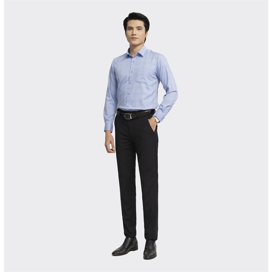 Áo sơ mi nam dài tay ARISTINO dáng Slim fit ôm vừa, họa tiết kẻ xanh thời thượng, hiện đại - ALS12602
