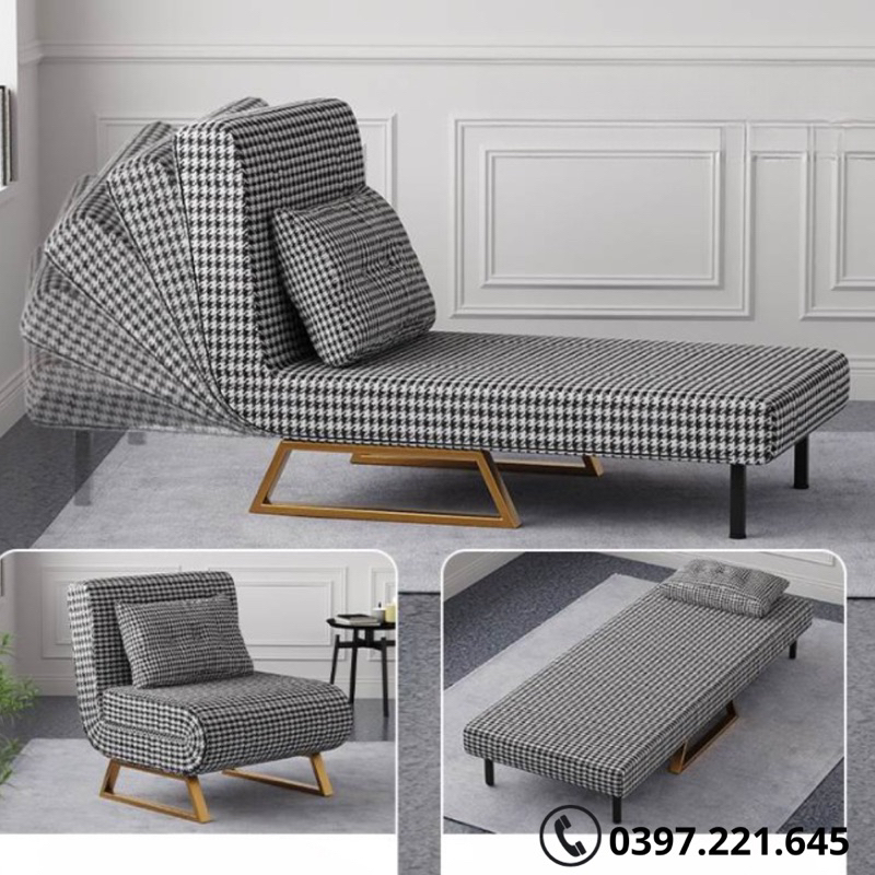 Ghế Sofa giường đa năng Khung Thép chắc chắn giường sofa gấp ngọn vải nhung cao cấp  chịu tải 400kg  Mẫu Mới Nhất