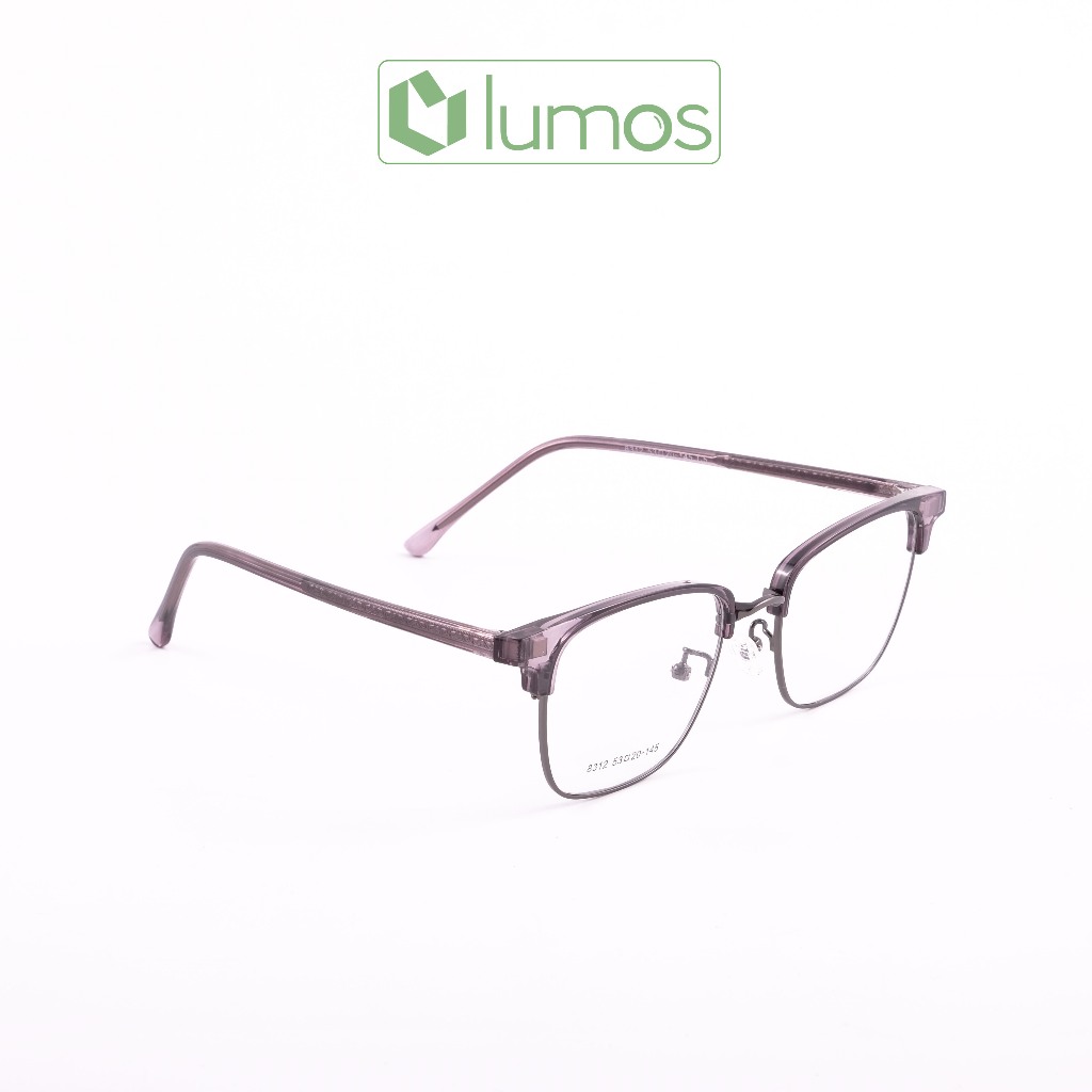 Gọng kính cận râm Lumos 2in1 mắt vuông nam nữ thời trang chất liệu nhựa TR có lõi thép chống tia UV cao cấp 8312