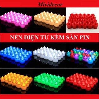 Nến điện tử mini nến trang trí Halloween Noel lễ hội sinh nhật kèm pin an toàn