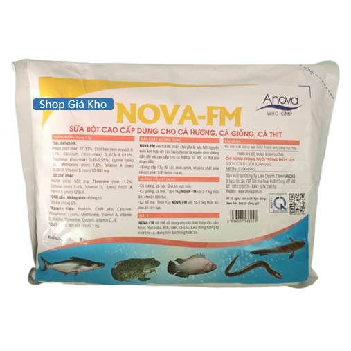 Nova - FM_1kg_ Sữa Bột cung cấp Vitamin khoáng cao cấp giúp cá lươn ếch mau lớn