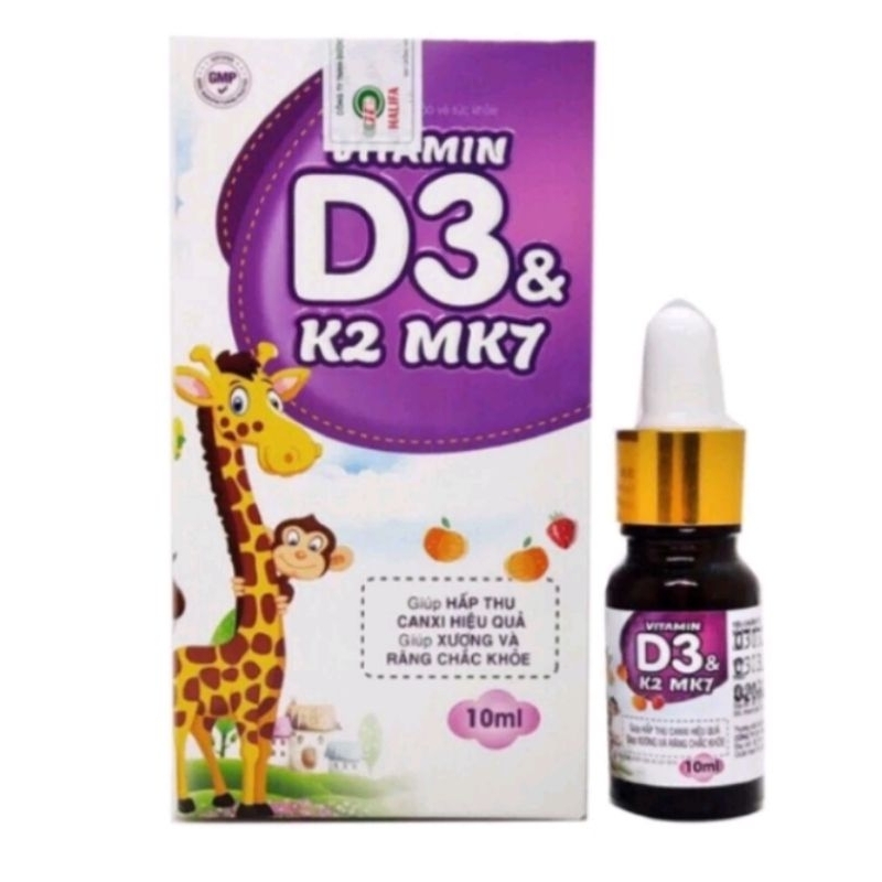 Vitamin D3&amp;K2 MK7 bổ sung vitamin D3 và tăng khả năng hấp thu Calci ở trẻ sơ sinh và trẻ nhỏ. chai nhỏ giọt 10ml