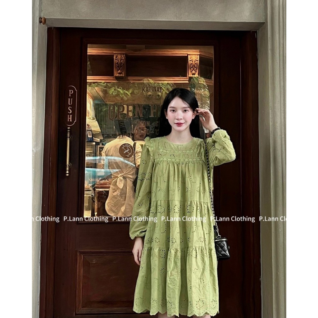 Váy Babydoll Tay Cộc-Dài Hàng 2 Lớp Có Bigsize MIZU - Đầm Cổ Tròn Hoa Thêu Dáng Suông Rộng Rãi - Chất Vải Boi Lót Lanh