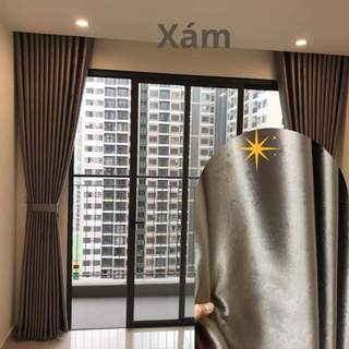 Rèm cửa sổ, rèm cửa chính vải gấm, họa tiết sang trọng cản sáng cản nắng chống bám bụi