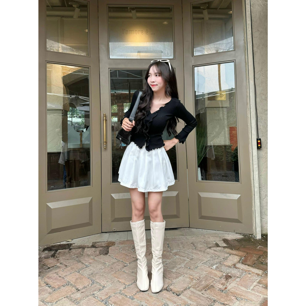 Áo len tay loe viền bèo phong cách hàn quốc dễ thương CHIBEST  KAC93