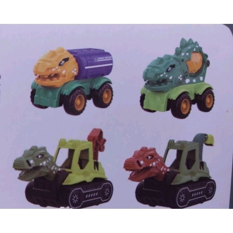 Bộ 4 xe công trình đầu thú Khủng long Đồ chơi cho bé - Hàng có sẵn