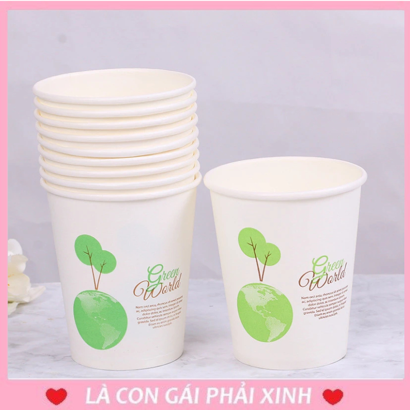 Set 50 ly giấy, 50 cốc giấy dùng 1 lần, ly giấy thân thiện với môi trường, chịu nhiệt tốt, chất giấy