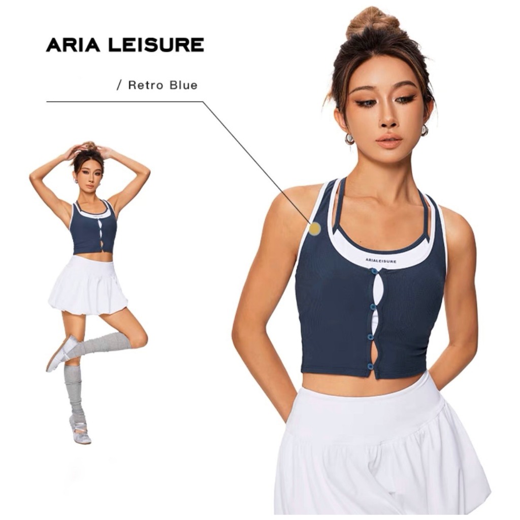 Áo Tank Crop Aria Khuy Ngực 2in1