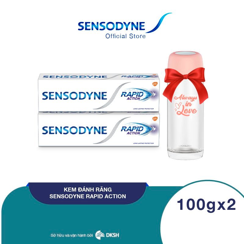 (Tặng 1 bình Detox) Bộ 2 Kem đánh răng SENSODYNE Rapid Action 100g giúp giảm ê buốt nhanh