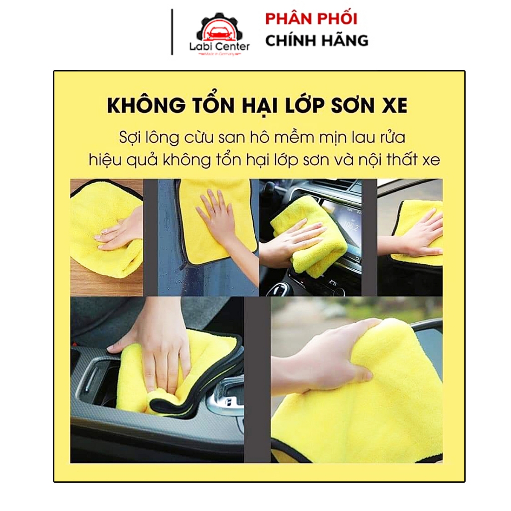 Khăn Lau Xe 2 Mặt Microfiber 30cm x 30 cm mềm mịn, Lau xe hơi, Lau ô tô Không Gây Xước Dăm, Lau Sạch