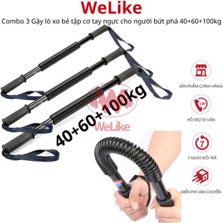  Combo 3 Gậy lò xo tập cơ tay cho người bứt phá Welike lực bẻ 40kg + 60kg + 100kg tăng cơ ngực vai xô tập gym thể dục 