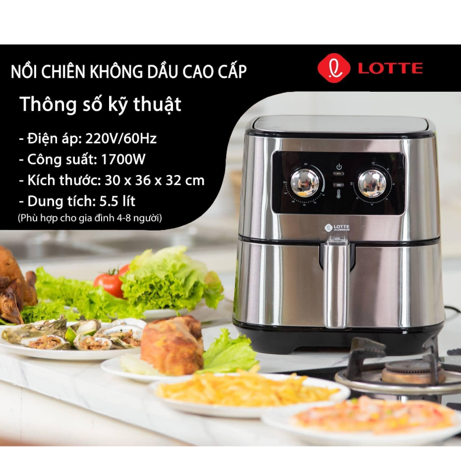 Nồi chiên không dầu LOTTE LTS-AF5SM  5,5l ,nồi chiên không dầu Lotte chính hãng hàn quốc