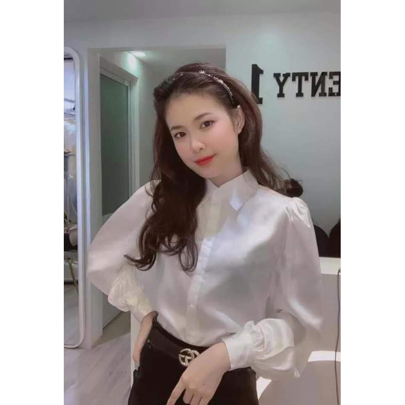 (0548) Áo sơ mi lụa tay bồng tiểu thư