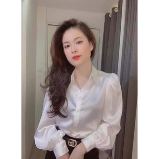 (0548) Áo sơ mi lụa tay bồng tiểu thư