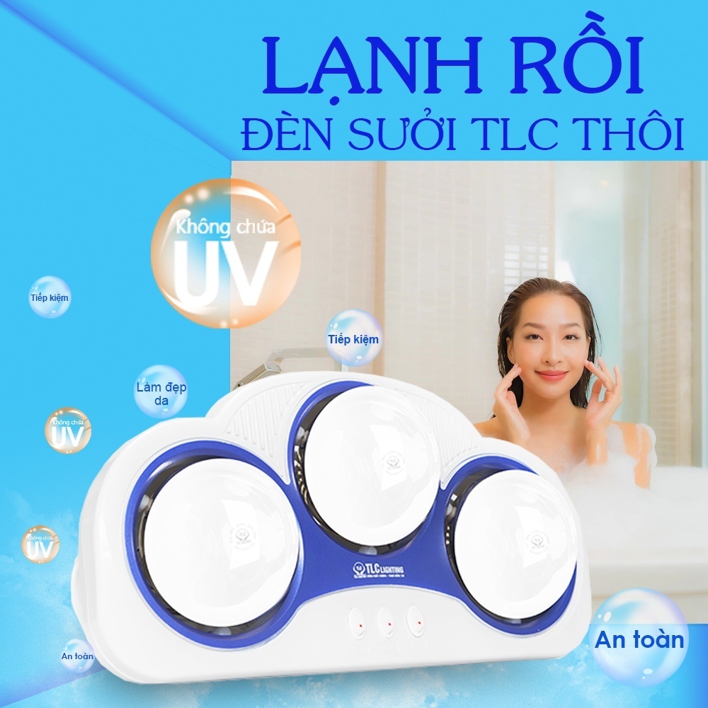 Đèn sưởi nhà tắm ba bóng trắng – Bảo hành chính hãng TLC