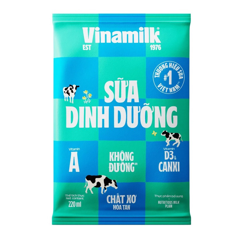 Combo 10 Bịch Sữa Dinh Dưỡng Vinamilk Không Đường - 220ml