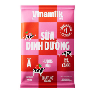 Combo 10 Bịch Sữa Dinh Dưỡng Vinamilk Hương Dâu - 220ml