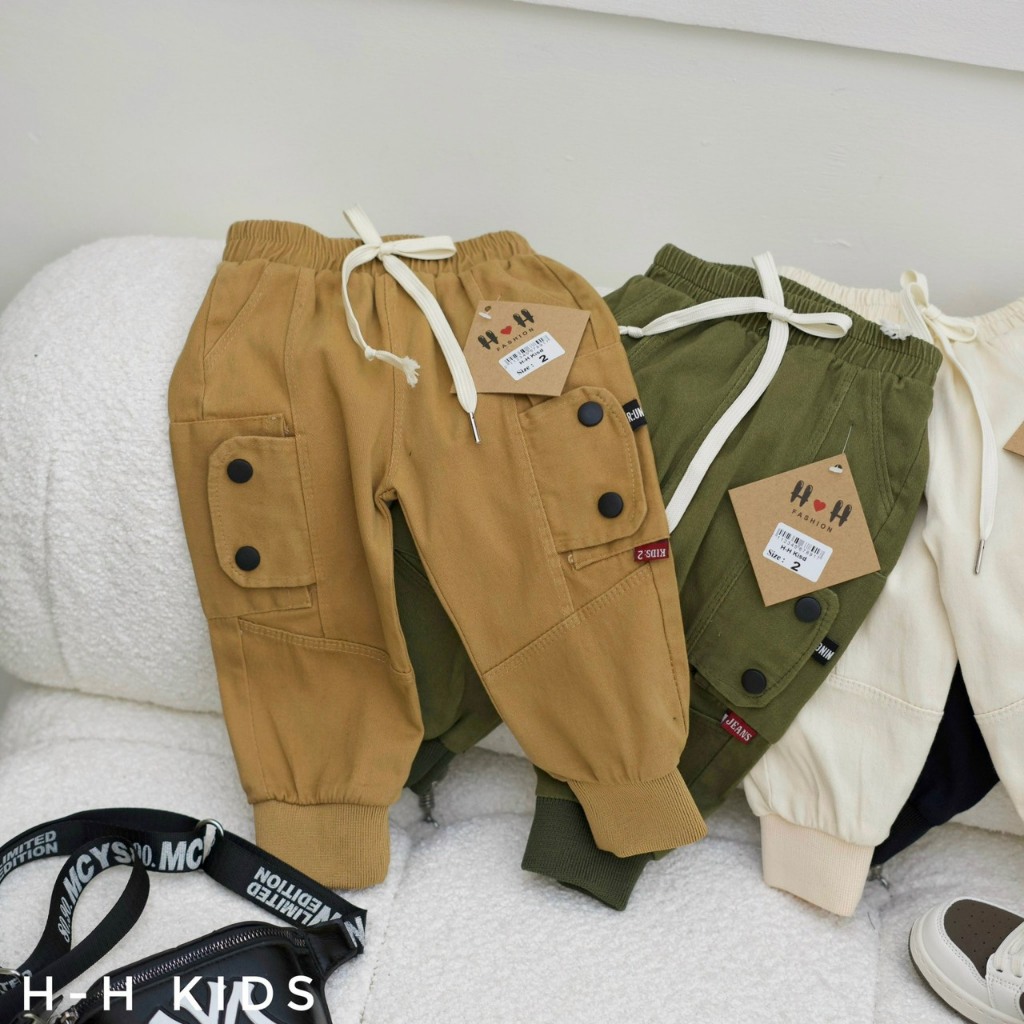 Quần kaki túi hộp S bo gấu sành điệu cho bé trai, bé gái - QKTHS