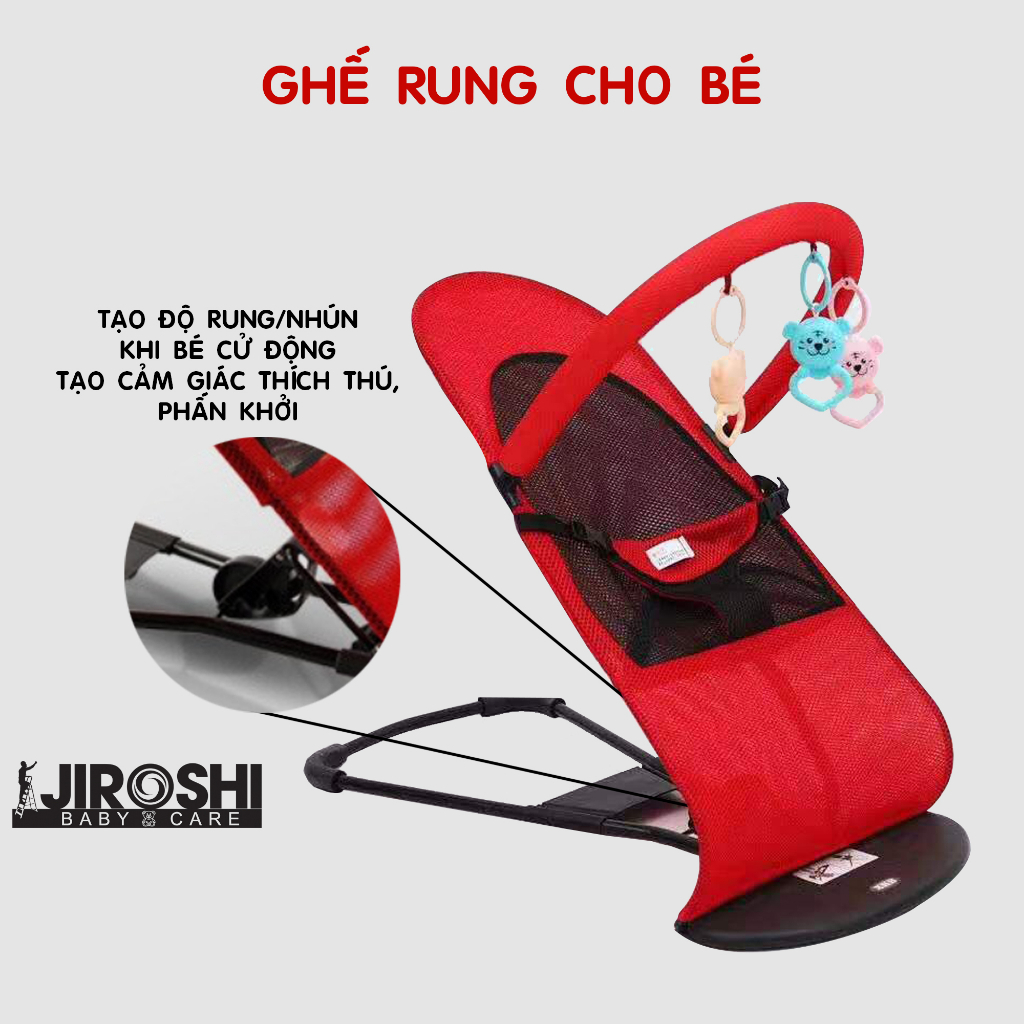 Ghế rung nhún cho bé kèm THANH ĐỒ CHƠI JIROSHI - Ghế rung an toàn