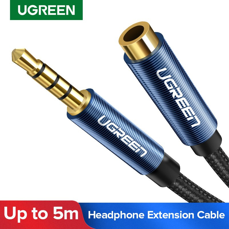 Cáp nối dài 3.5mm Ugreen Male to Female Aux Cable, vỏ nhôm, dây bện dù, có hỗ trợ MIc, bảo hành 12 tháng