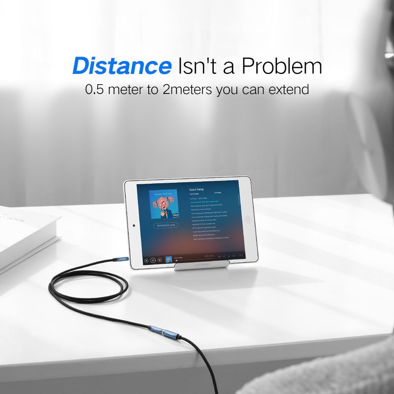 Cáp nối dài 3.5mm Ugreen Male to Female Aux Cable, vỏ nhôm, dây bện dù, có hỗ trợ MIc, bảo hành 12 tháng