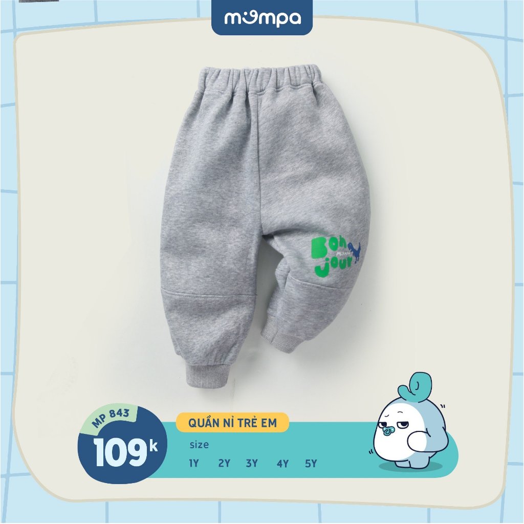 Quần dài cho bé Mompa 1 - 5 tuổi vải Nỉ bo gấu dày dặn co dãn ấm áp mềm mại 843 841