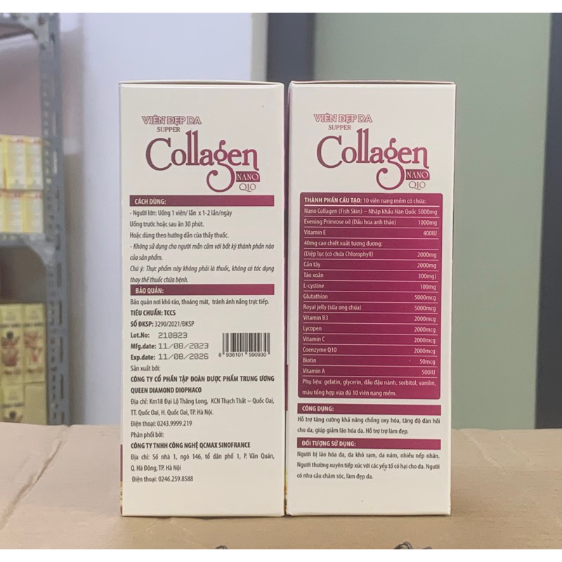 Viên đẹp da Collagen Nano Q10 ,hộp 30 viên ,Giúp đẹp da, căng da, ngừa lão hóa, sạm, nám, cung cấp dưỡng chất cho da