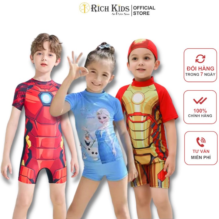 Đồ Bơi Liền Thân Bé Trai bé Gái RICH KIDS In Hình dễ thương cho trẻ từ 10kg đến 45kg