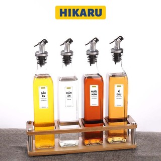   COMBO 4 Chai  Chai Đựng Dầu Ăn  Tặng Nhãn Dán  Có Vòi Thủy Tinh HIKARU 500ml Đựng Nước Mắm Đựng 