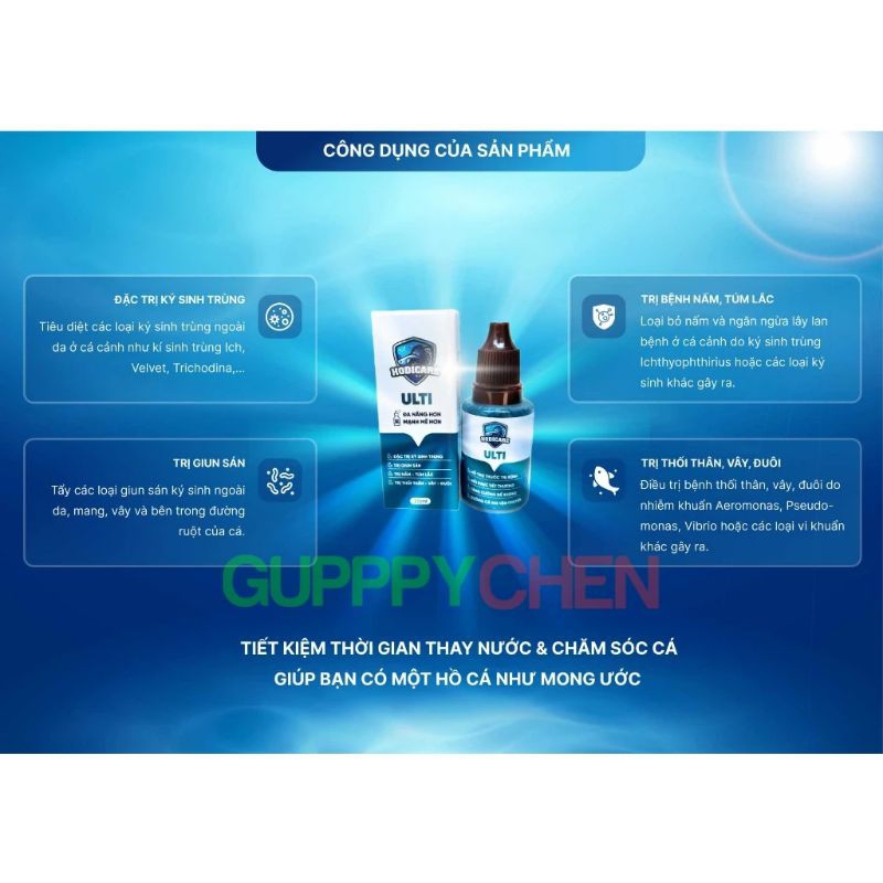 Hodicare CRUSH - HEALING - ULTI dưỡng cá, nấm, túm lắc, thối vây, sổ giun sán, ký sinh trùn cho cá cảnh