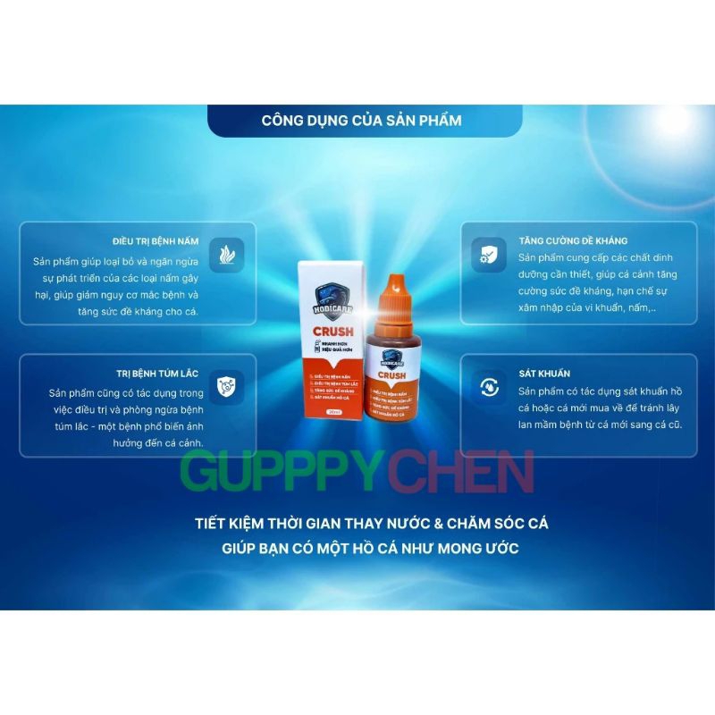 Hodicare CRUSH - HEALING - ULTI dưỡng cá, nấm, túm lắc, thối vây, sổ giun sán, ký sinh trùn cho cá cảnh