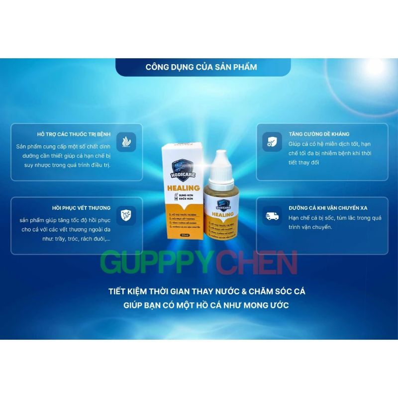 Hodicare CRUSH - HEALING - ULTI dưỡng cá, nấm, túm lắc, thối vây, sổ giun sán, ký sinh trùn cho cá cảnh